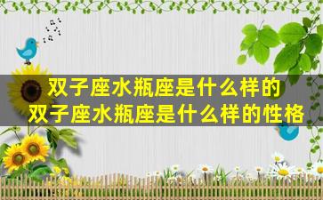 双子座水瓶座是什么样的 双子座水瓶座是什么样的性格